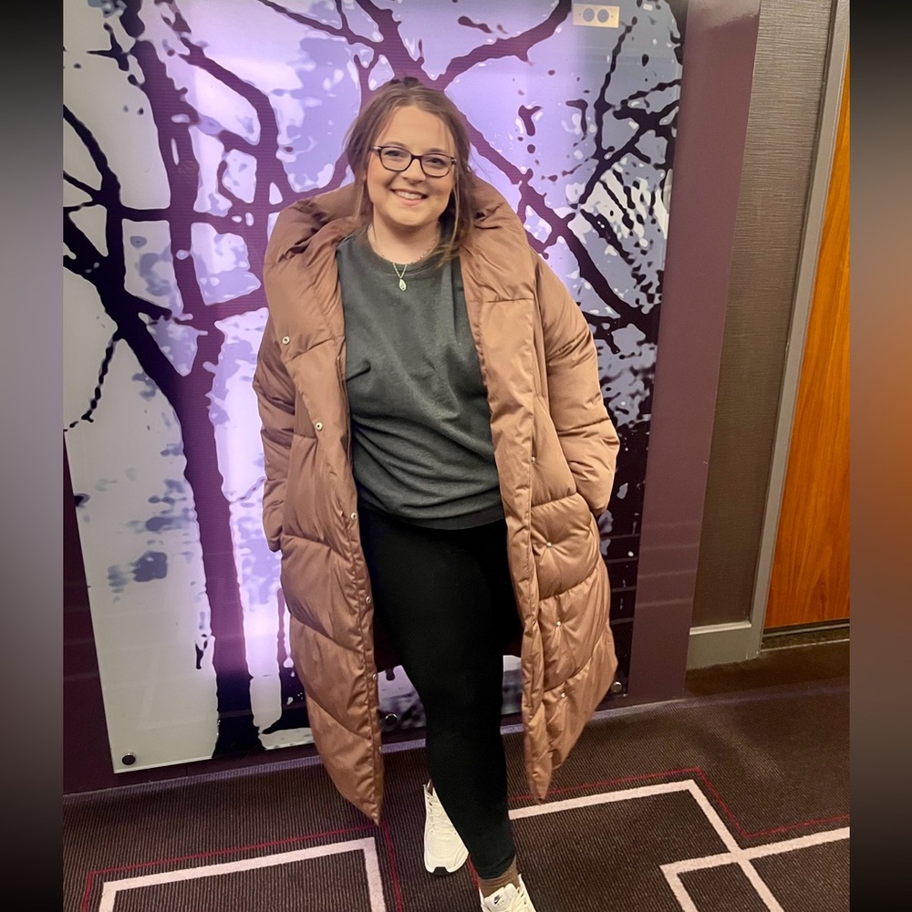 Old Navy long brown puffer jacket